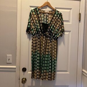 Chesley Black and White Flutter Sleeve Midi Sundress